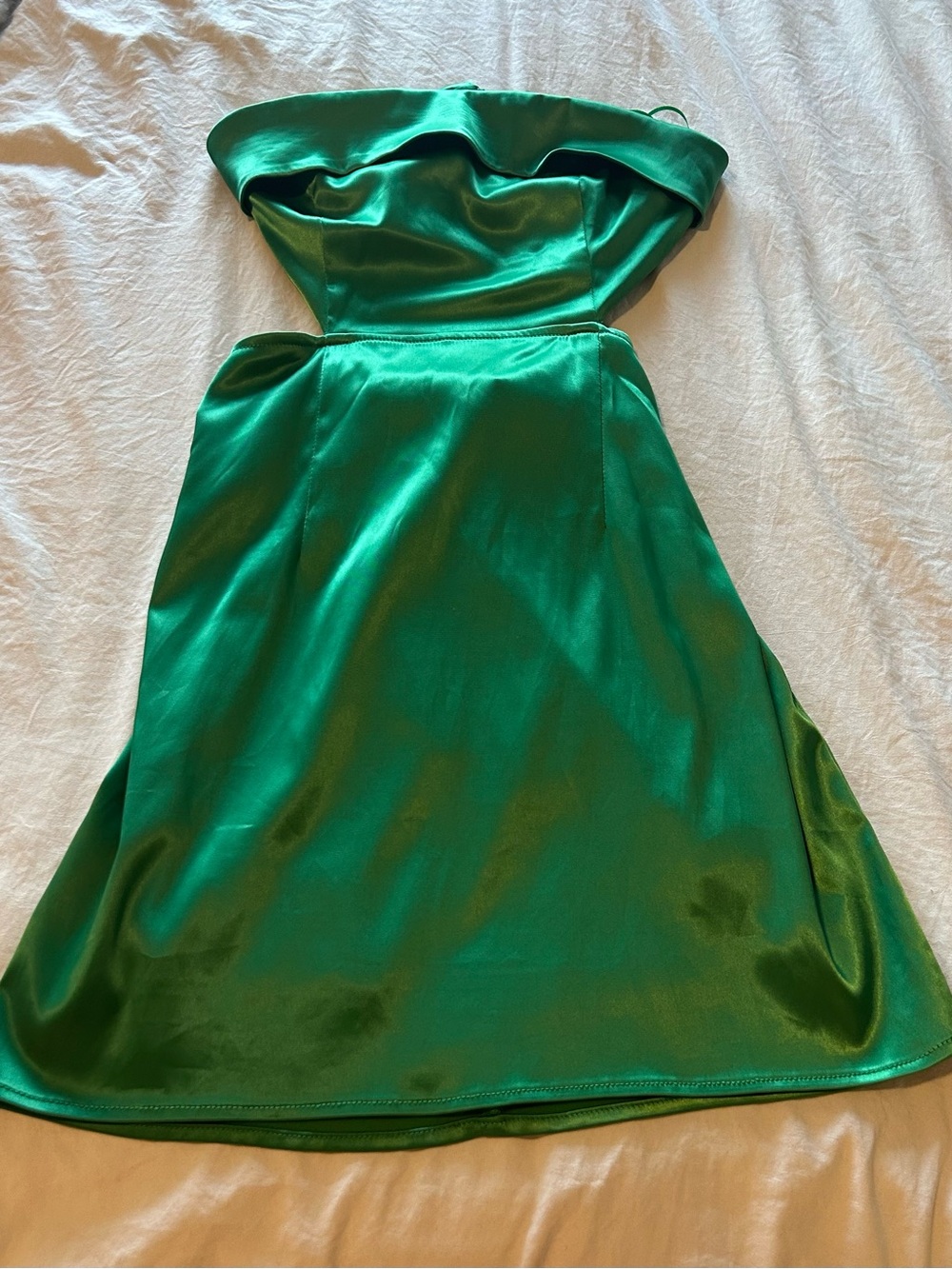 Emerald Satin Mini Dress - Strapless Cocktail Dress